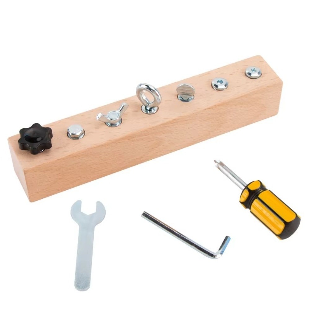 New Portable Montessori Screw  - đánh giá và giá Montessori Wooden Busy Board Toddler