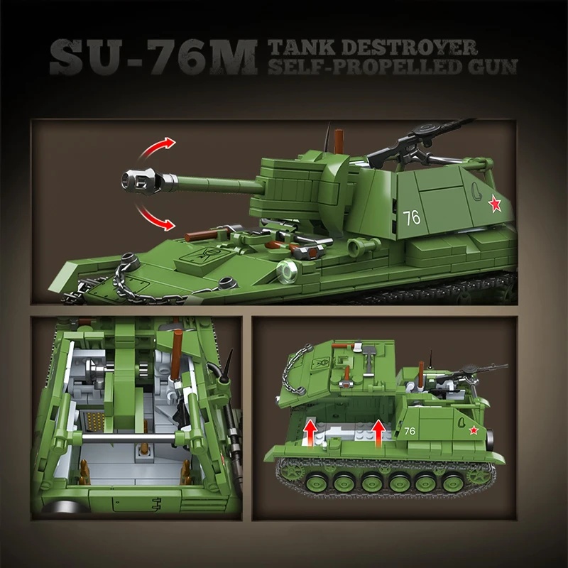 The Soviet SU-76M Tank Destroy - đánh giá và giá Lego Compatible Military Tank